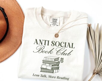Anti-social Book Club Comfort Colors Shirt for Introverted Romance Reader Vintage Distressed Reading T-shirt Bookish for Book Lover Gift