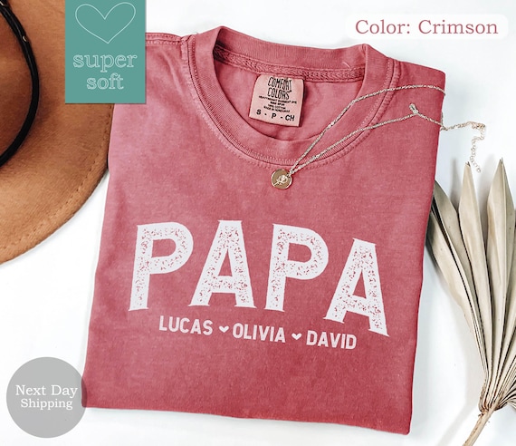 Comfort Colors Custom Papa Shirt, Fathers Day Gift, New Dad Shirt, Personalized Father Shirt, Papa Shirt with kids name, Dad Birthday Shirt