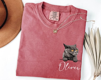 Custom Cat Shirt, Comfort Colors Shirt, Personalized Cat Shirt, Cat Lovers Shirt, Gift for Mom, Gift for Dad, Mothers Day Gift, Fathers Day