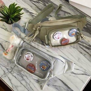 Retro Ita Bag Shoulder Bag, Anime Ita Crossbody Bag,Transparent Display Window,Window Bag,Pin Display Bag, Pin Wallet,Daily Ita Commuter Bag