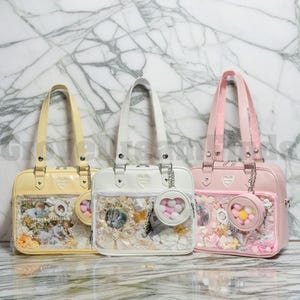 Retro Ita Bag Shoulder Bag, Anime Ita Crossbody Bag,Transparent Display Window,Window Bag,Pin Display Bag, Pin Wallet,Daily Ita Commuter Bag