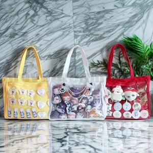 Retro Ita Bag Shoulder Bag, Anime Ita Crossbody Bag,Transparent Display Window,Window Bag,Pin Display Bag, Pin Wallet,Daily Ita Commuter Bag