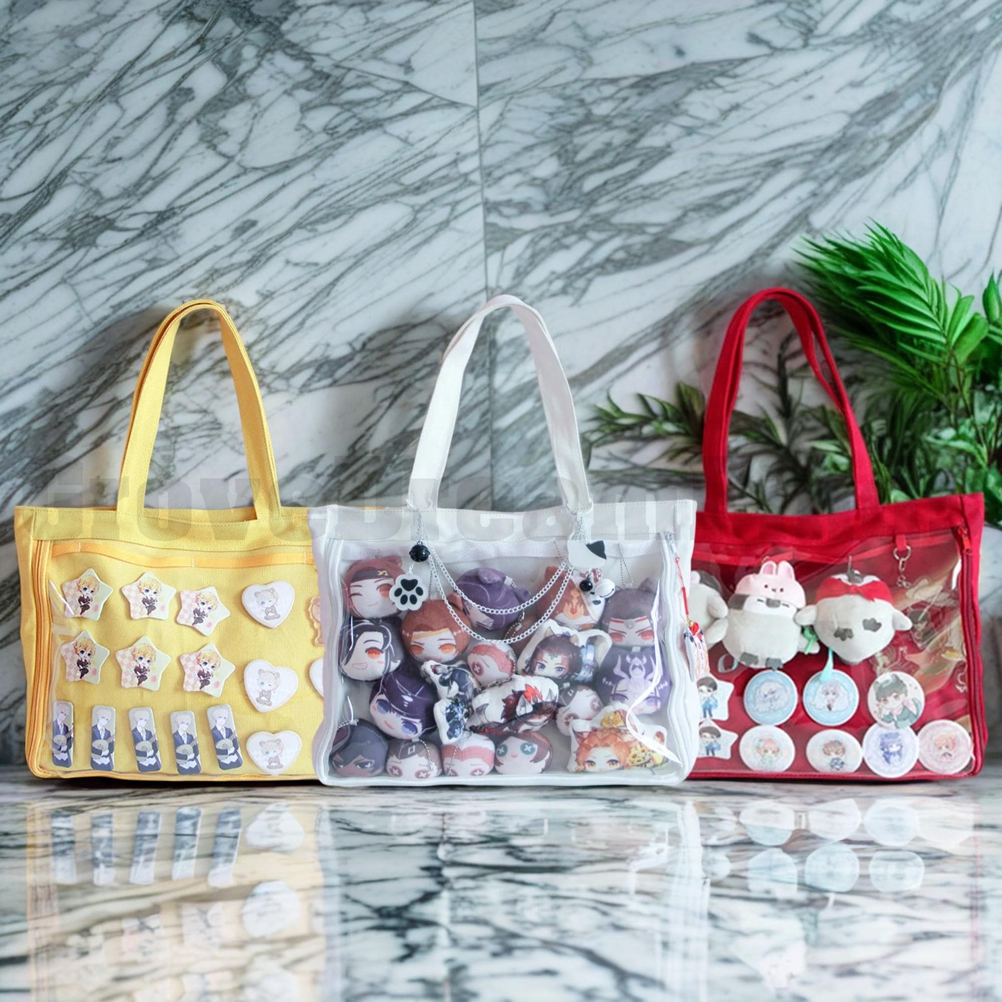 Retro Ita Bag Shoulder Bag, Anime Ita Crossbody Bag,Transparent Display Window,Window Bag,Pin Display Bag, Pin Wallet,Daily Ita Commuter Bag
