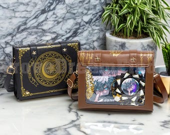 Retro Ita Bag Shoulder Bag, Anime Ita Crossbody Bag,Transparent Display Window,Window Bag,Pin Display Bag, Pin Wallet,Daily Ita Commuter Bag