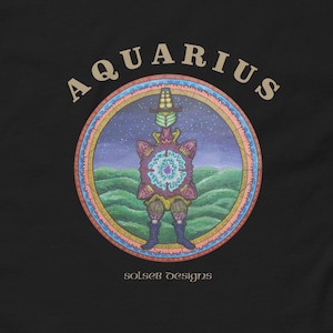 Koszulka zodiaku Wodnik Boho Tee Święta geometria Styczeń Luty Prezent urodzinowy Festiwal Koszulka, prezent astrologiczny Wodnik Unisex