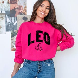 Sudadera de cuello redondo con el horóscopo de Leo, prenda unisex del zodiaco, regalo astrológico, elegante jersey de Leo para mujer y hombre, regalo del mes de nacimiento
