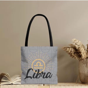 Libra Zodiac Tote Bag – Astrology Horoscope Gift, Celestial Design Birthday Present, Stylish Everyday Use Canvas Bag, Birth Month Gift