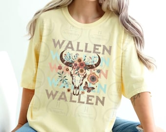 Morgan Wallen Country Shirt Vintage Western Cow Skull & Flowers T-Shirt Festival Concert Tee