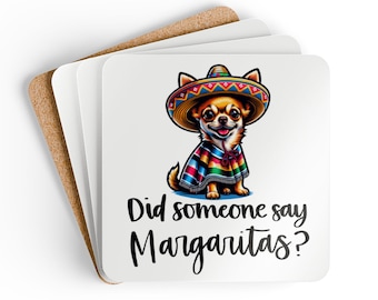 Did Someone Say Margaritas, Fun Marg Coaster Set, Cork Coasters for Drinks, Housewarming Gift, Bar Accessory, Party Favors