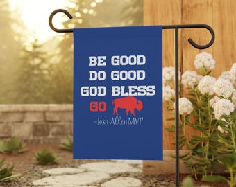 Josh Allen MVP Flag Banner in Blue, Buffalo Fan Gear, Game Day Decor, Be Good Do Good God Bless