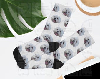 Calzini con stampa di cane maltese: comodi calzini in cotone, regalo perfetto per gli amanti degli animali, per donne e uomini.
