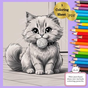 Adorable Cat Coloring Page | Cat Lovers Coloring Sheet| Relaxing Fun Cute Printable for Adults and Kids