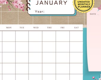 Digitale maandplanner, aangepaste planner afdrukbare pdf