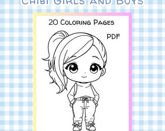 Schattige Chibi-kleurboek voor kinderen, volwassenen, 20 pagina's, pdf