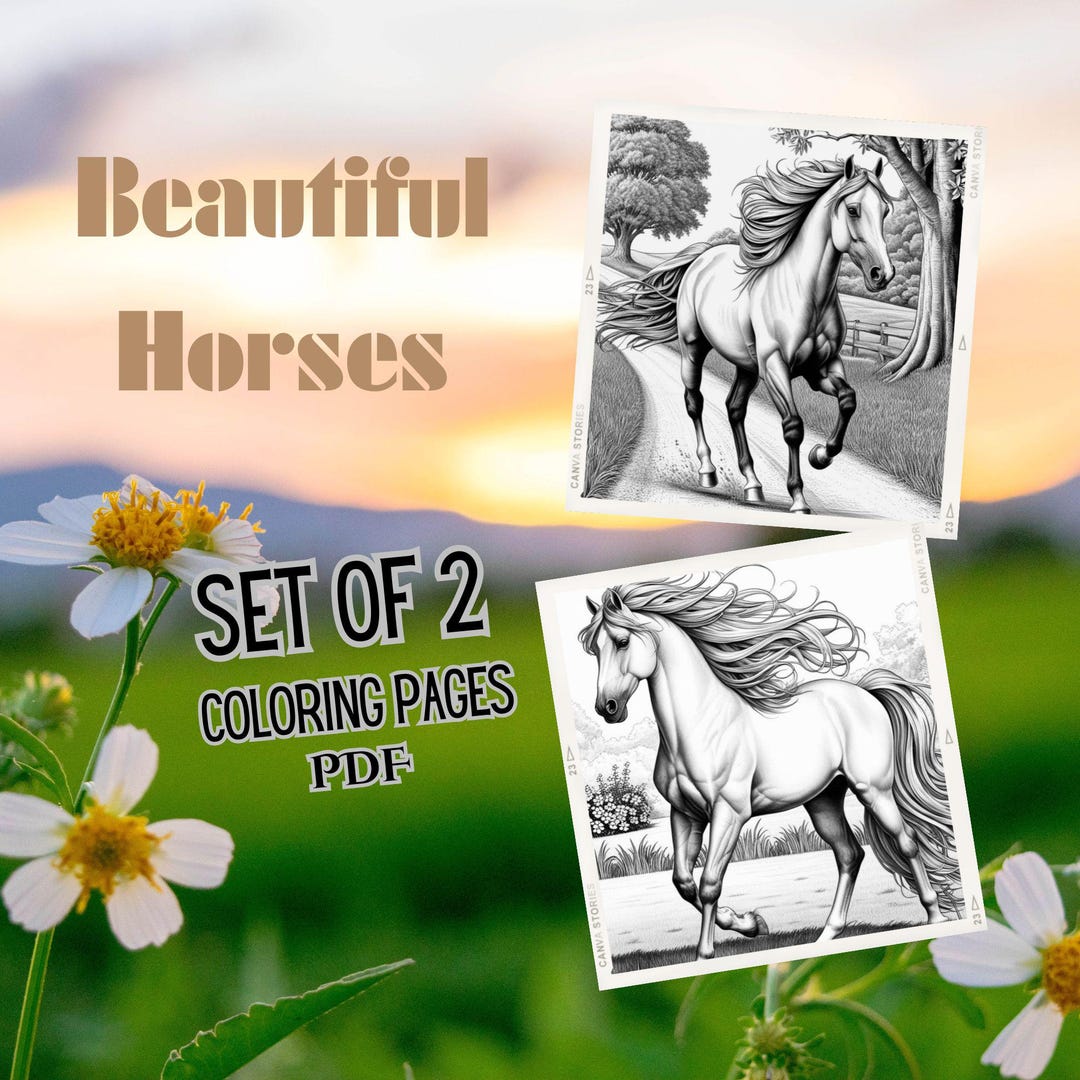 Stallion Pdf Horse Coloring Pages| Beautiful Stallion Horses| Perfect for Animal ...