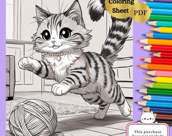 Cat Kitten Coloring Page | Cat Lovers| Printable PDF