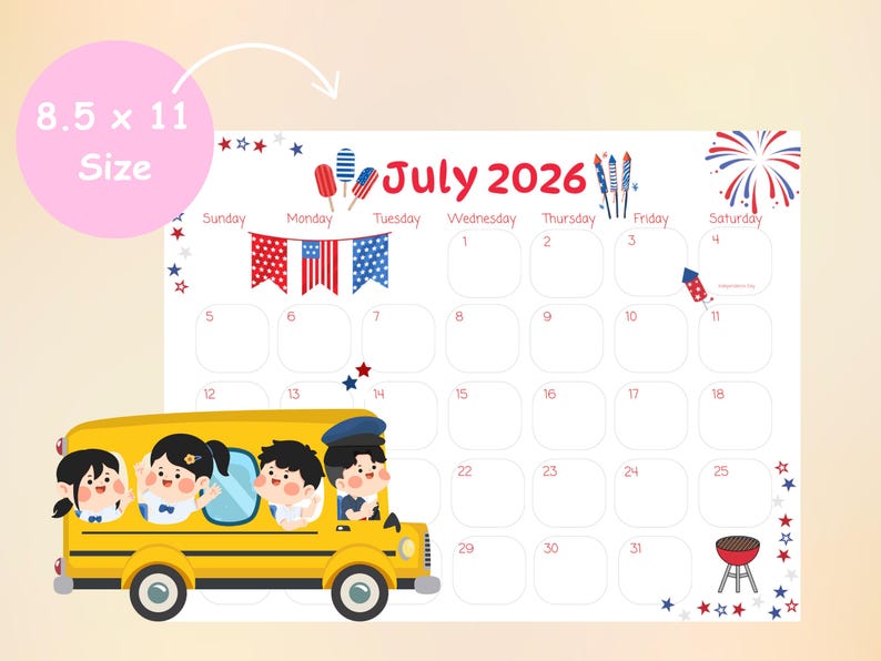 2026 Kids Monthly Wall Calendar, EDITABLE, Printable PDF - Etsy