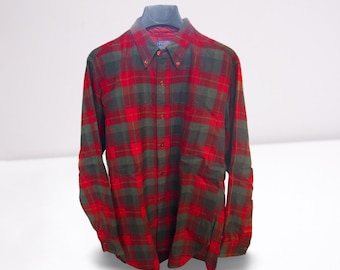 1960s Vintage Pendleton 100% Pure Virgin Wool Plaid Long-Sleeve Shirt – Men’s L