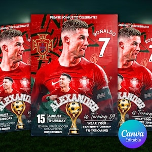 Cristiano Ronaldo birthday invitation, Cristiano Ronaldo invitation template, Cristiano Ronaldo party invitation, instant download