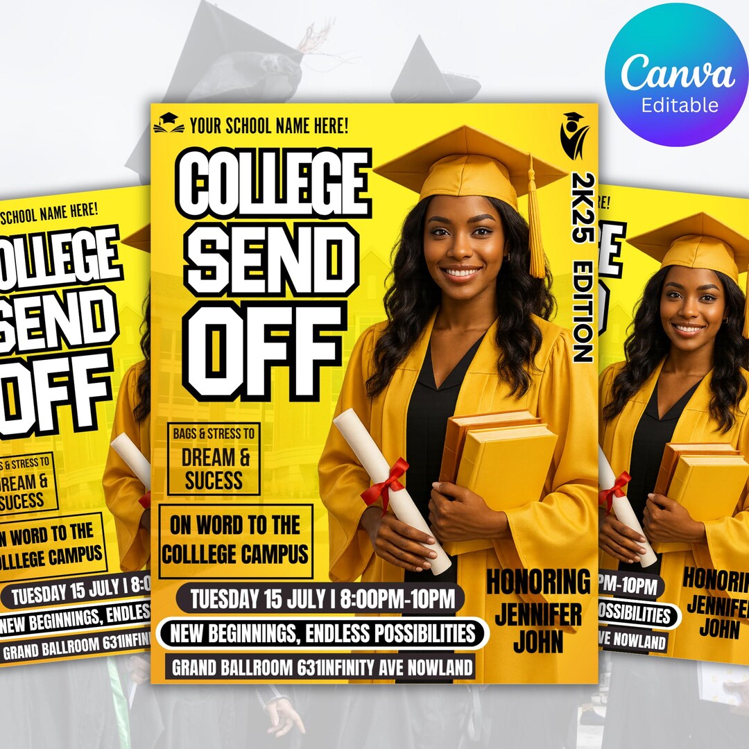 Editable College Send off Evite, Farewell Party Invite, DIY Trunk Party ...