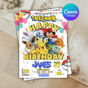 Editable Birthday Invitation Template, Printable Birthday Party Invitation, Digital Kids Party Invite Template Evite Bday Card