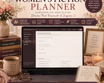 Planificateur de romans pour femmes — Fiche de travail pour un roman axé sur les personnages | Outil interactif pour auteurs | Téléchargement numérique