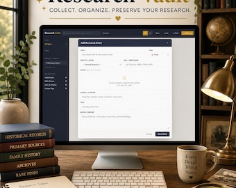 Research Vault — Organisateur de recherche de l'écrivain | Sauvegardez les notes, liens, photos et sources par roman | Fiction historique, policière et policière