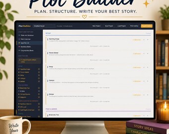 Plot Builder — Nouvel outil de contour | Agenda de partitions pour écrivains | L'aventure du héros en trois actes, Sauvez le chat et bien plus