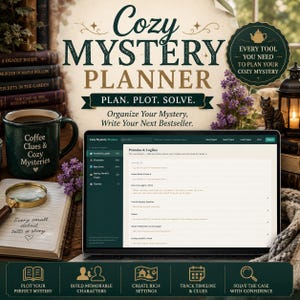 Cozy Mystery Planner — Novel Plotting Worksheet | Interactive Author Tool | Digital Download | Runs in Browser