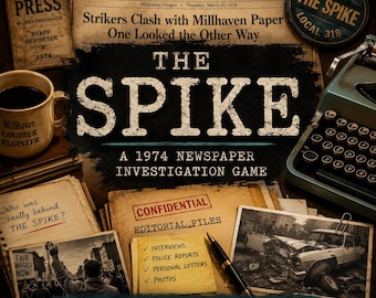 The Spike, Interactive Mystery Game, 1970s Investigative Journalism, Cold Case, Digital Download, Runs in Browser