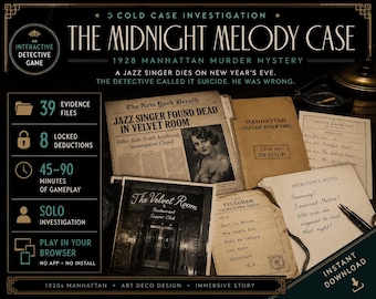 Cold Case Jeu Mystère | L'affaire Midnight Melody | Enquête sur le meurtre | Jeu de Détective Solo | Casse-tête basé sur un navigateur