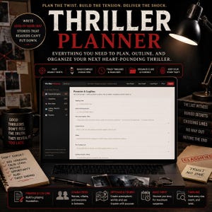 Thriller Novel Planner — Plotting Worksheet for Writers | Interactive Author Tool | Digital Download