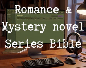 Seriebijbel voor auteurs | Gezellige serieplanner mysterie en romantiek | Personages, tijdlijn, relaties, continuïteit | Digitale HTML-download