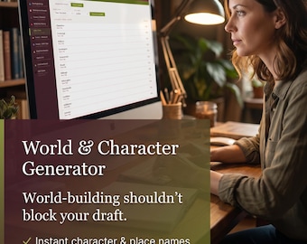 Suivi du profil des personnages pour les auteurs de fiction | Noms des personnages et paramètres de l'histoire par genre et atmosphère | Outil HTML de téléchargement numérique
