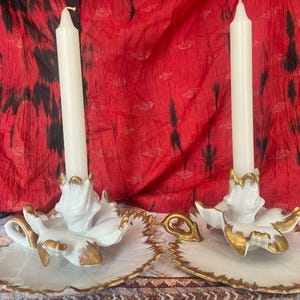 Décor - Pair of Limoges Candlesticks / Candle Holders. Antique / Vintage