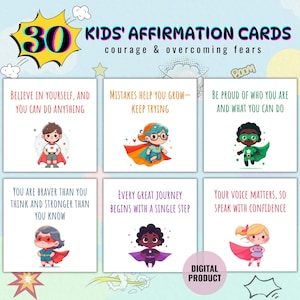 Superheld Affirmationskarten für Kinder | Druckbare Motivationskarten | Tägliche Affirmationen für Kinder | Affirmationen zum Thema Superhelden