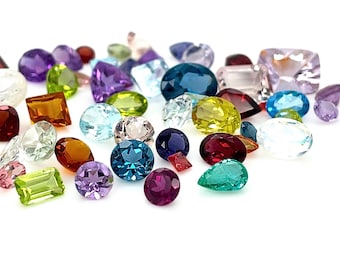 Mixed Lot of Faceted Natural Gemstones | Semi-Precious and Precious Stones | Loose Stones for Jewelry Making