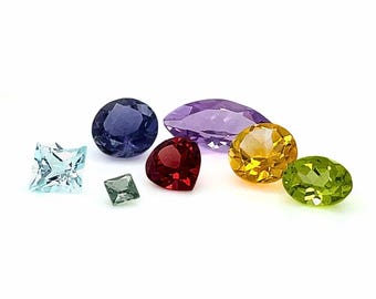 Mixed Gemstone Assortment | Faceted Semi-Precious Stones Lot for Jewelry Making Supplies | Destash Grab Bag