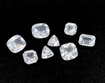 Lab Grown White Sapphire Lot | Faceted Gemstone Lot | 10 Cts Loose Stones | Assorted Shapes & Sizes for Jewelry Making | Wholesale Mix