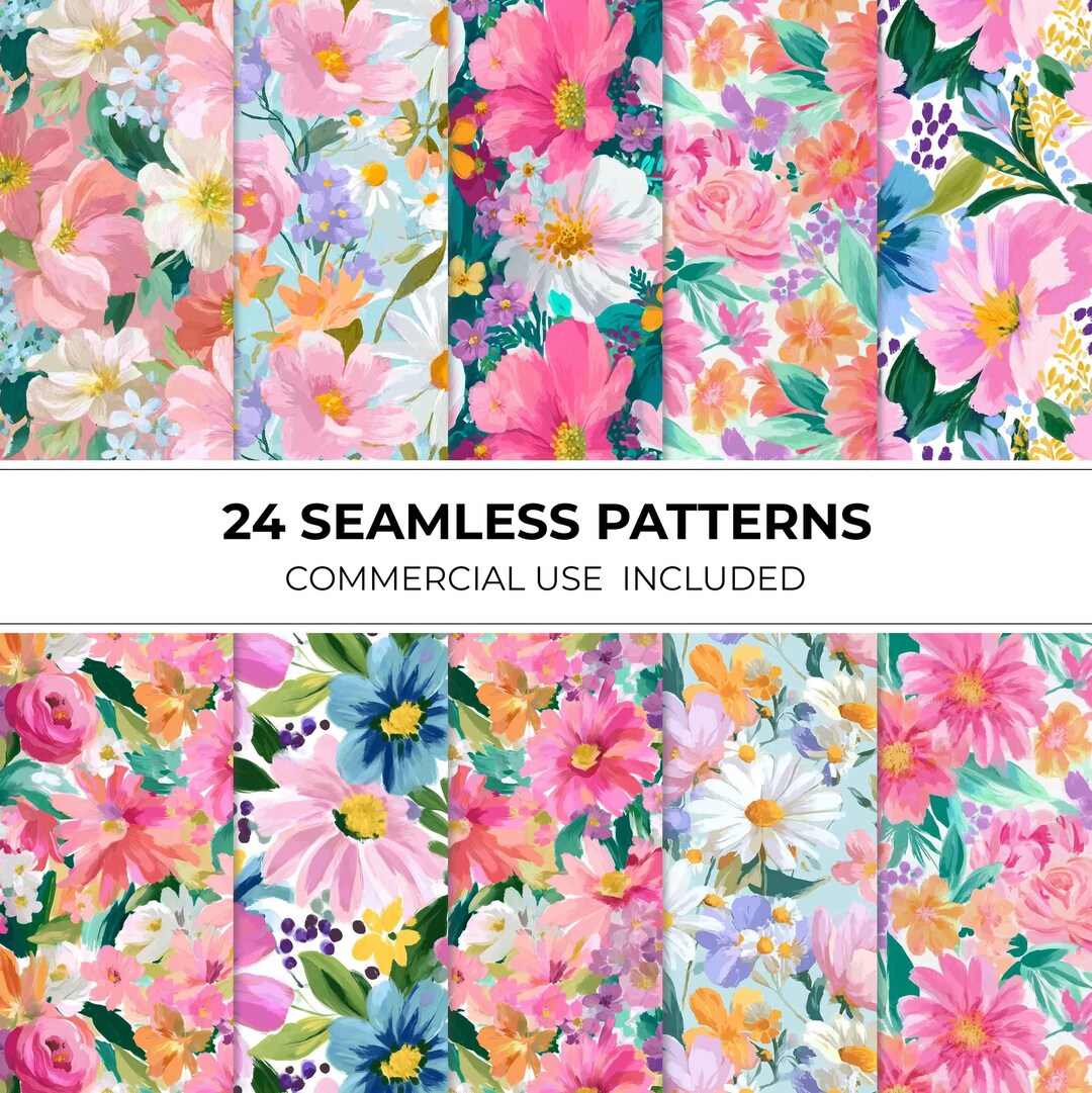 Spring Ditsy Floral Pattern Set, Floral JPEG Printable Digital Paper ...