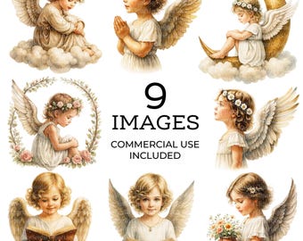 Vintage Engel Clipart Baby Engel Clip art Hochwertige PNGs, druckbare Aquarell Clipart, digitaler Download, Papiermodell, Junk Journals