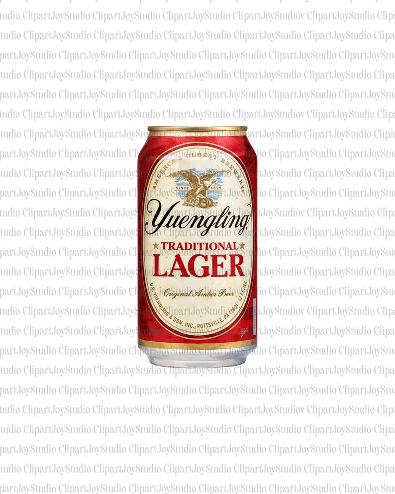 May include: A red and gold Yuengling Traditional Lager beer can. The can features the Yuengling logo with an eagle and the words "Traditional Lager". The can is a standard size and shape.