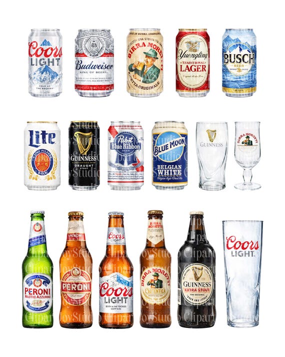Beer Clipart Bundle - Printable Watercolor PNG images (digital download)