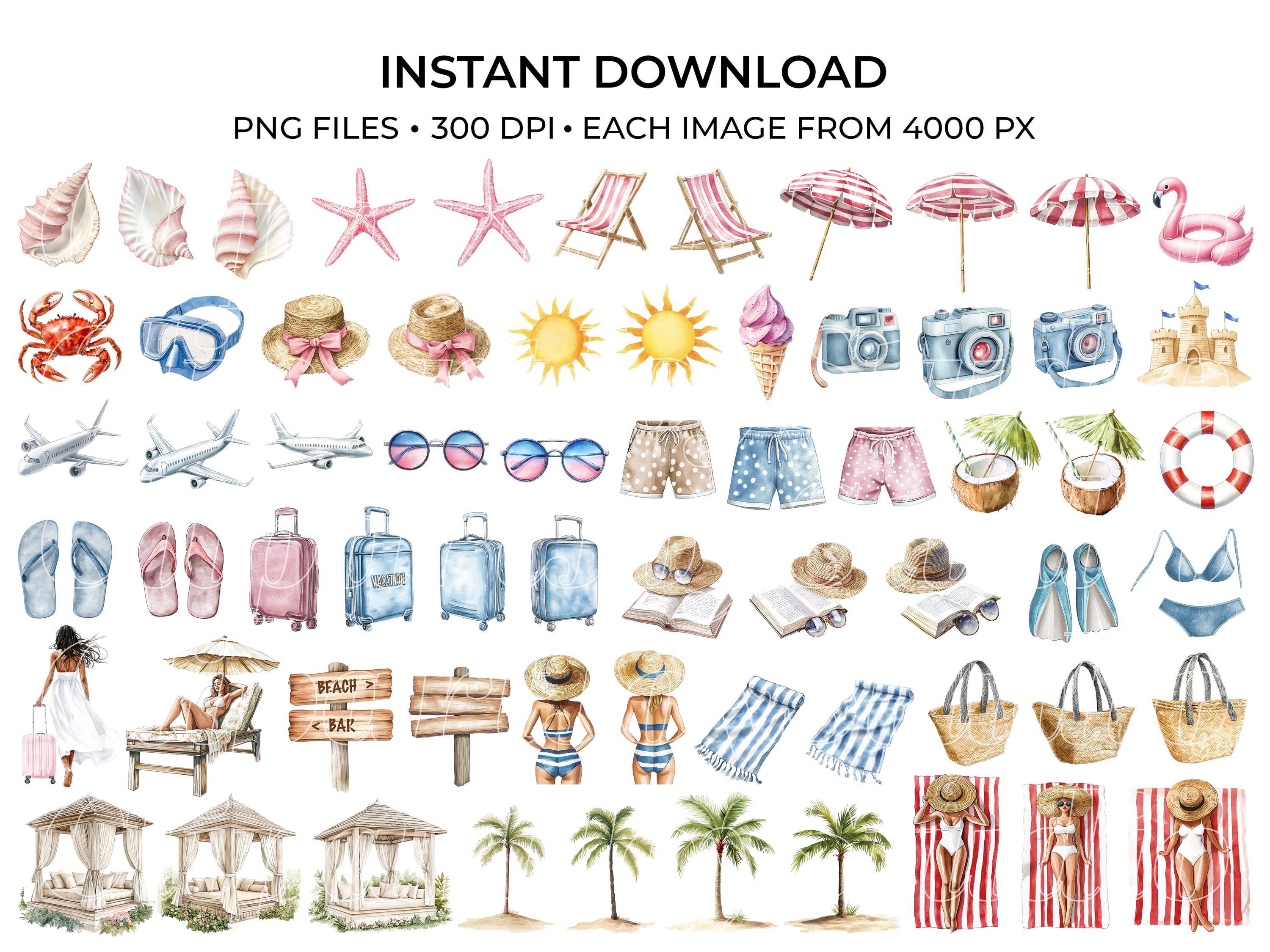 Summer Clipart Bundle, Beach Vacation PNG (digital Download) - Etsy