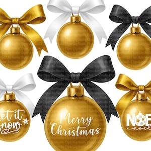 Gold Christmas Balls PNG, Christmas Elements, Printable graphics, Xmas, PNG images, Paper craft, junk journal, Scrapbook images