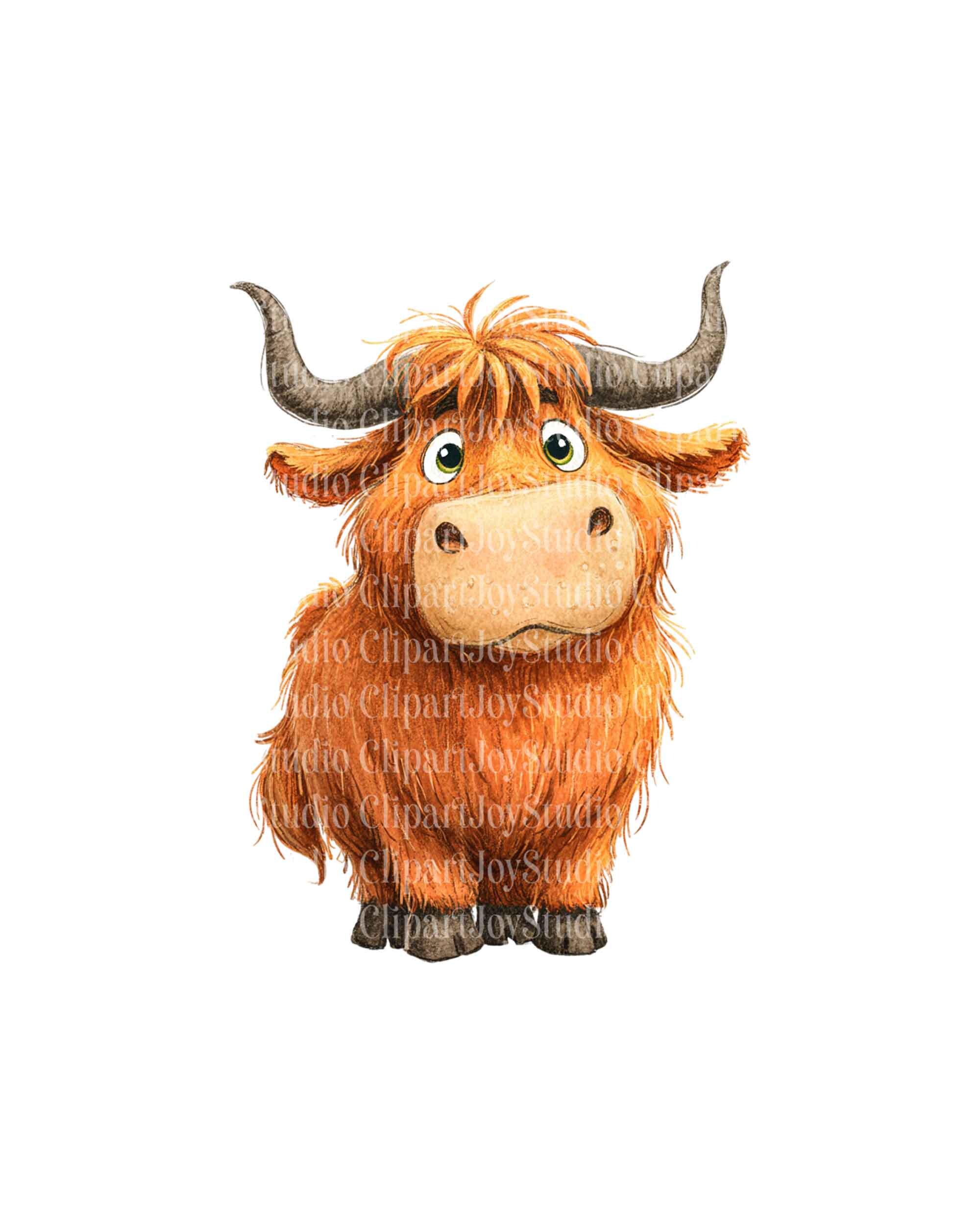 Highland Cow Clipart Bundle - Printable Watercolor PNG Images (digital ...