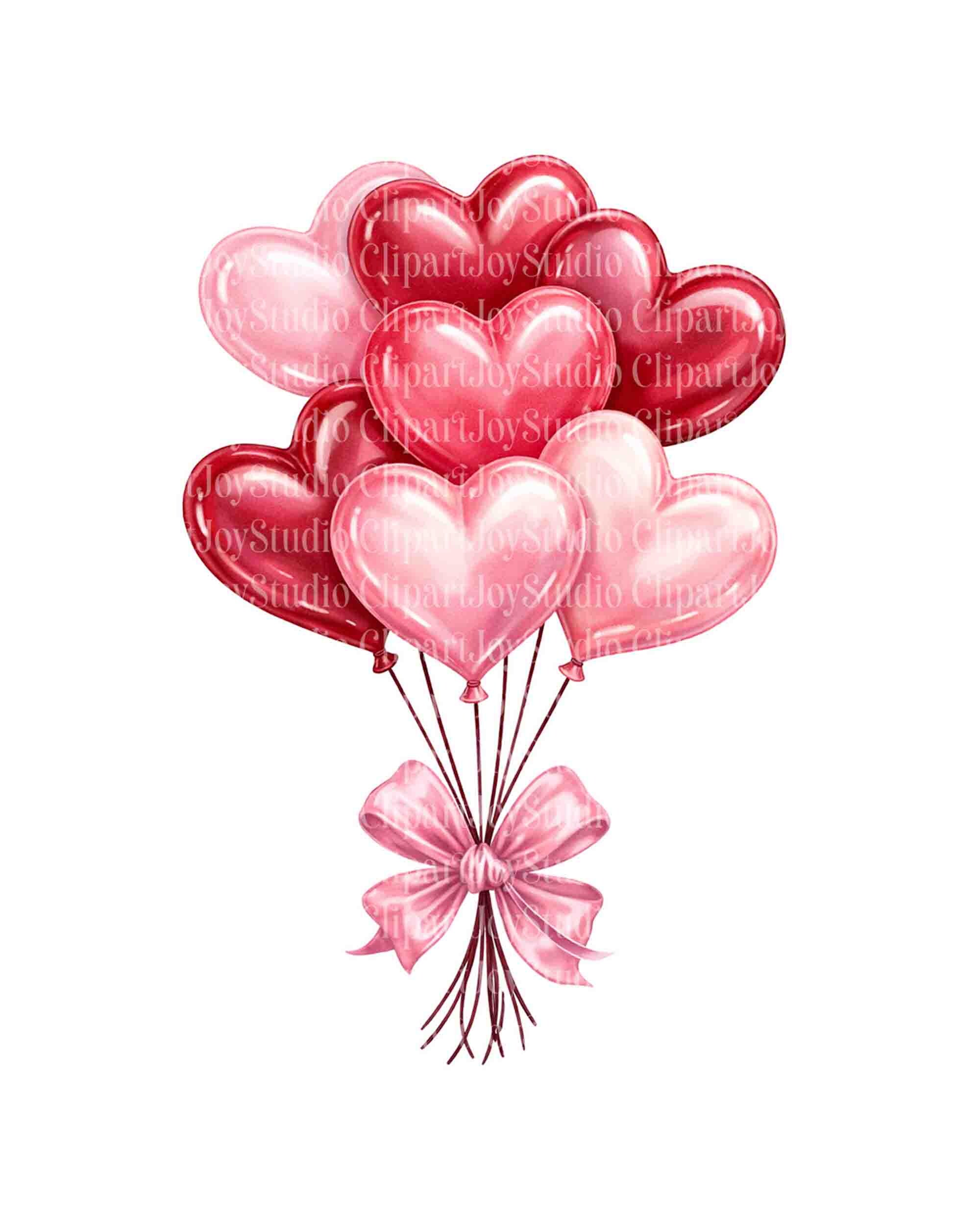 Watercolor Heart Balloons, Valentines Day Clipart Bundle, Printable JPG ...