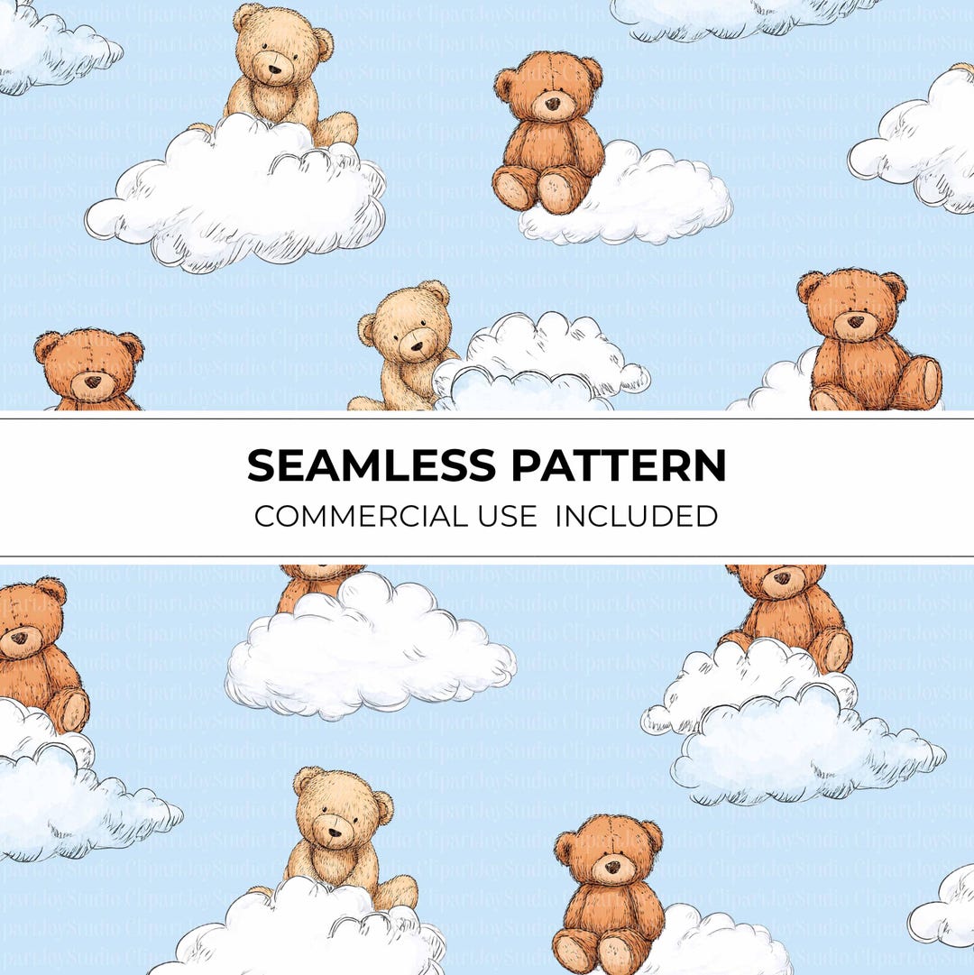 Teddy Bear Seamless Pattern - Digital Scrapbook Paper - Fabric Pattern ...