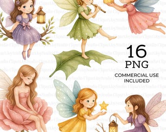 Fairy Clipart, Festive Fairy Clipart, Printable Watercolor clipart, High Quality PNG graphic, Digital download, Paper craft, journal | 074
