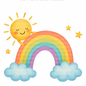 Watercolor Rainbow Clipart, Nursery Rainbow, PNG Clip art, Printable junk journals scrapbook images, Digital Download, Paper craft